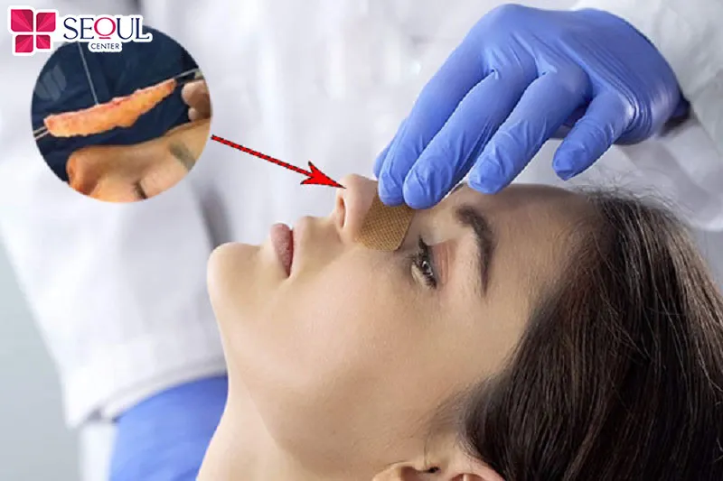 Sau khi trung bì mỡ được lấy ra bác sĩ sẽ đưa vào sống mũi hoặc đầu mũi