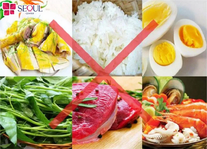 Không nên ăn thịt bò, gà, rau muống, các chất kích thích, thực phẩm đậm màu sau phun môi màu đỏ cherry