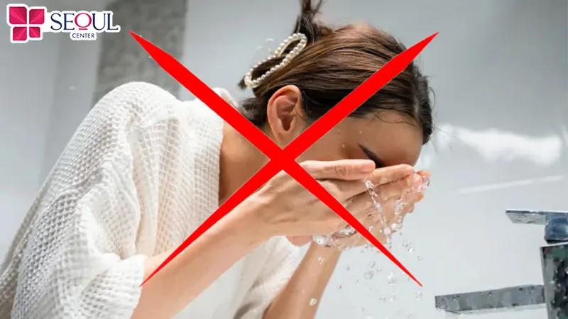 Tránh để nước tiếp xúc với vùng chân mày vừa phun tán bột