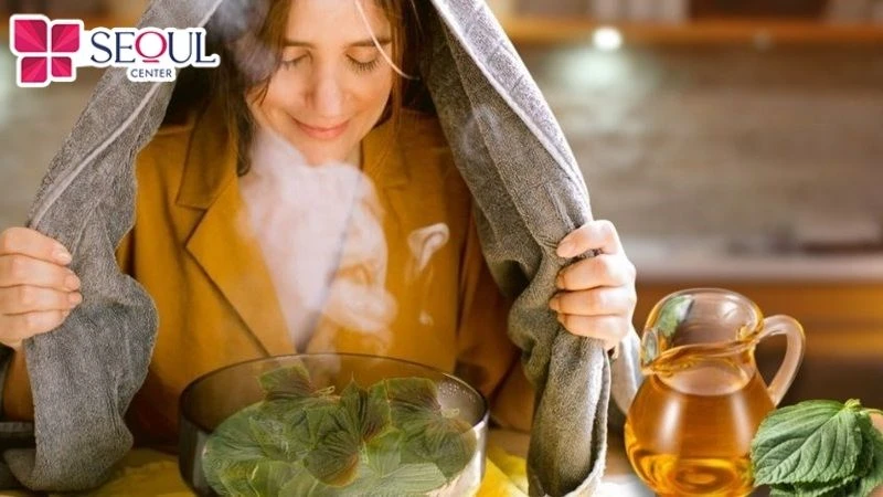 Xông hơi bằng lá tía tô sẽ giúp da ngày càng mờ thâm sáng dần và giảm mụn rất tốt