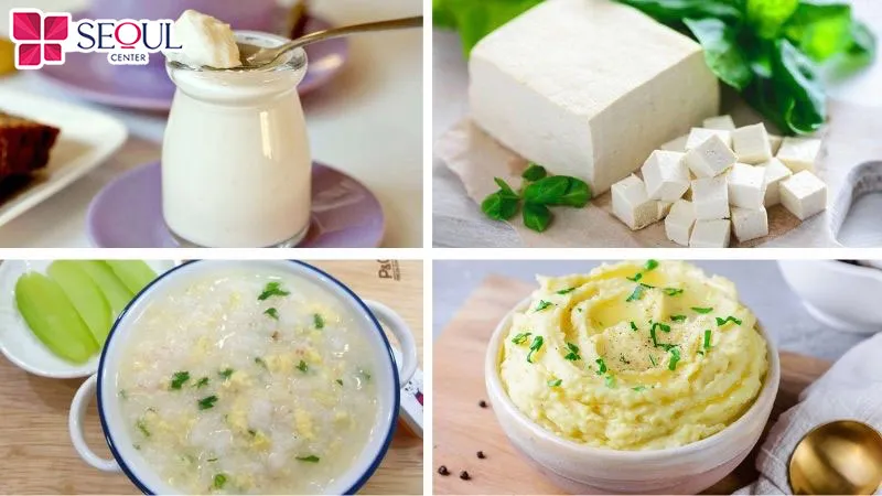 Nên ăn các thức ăn mềm sau khi xử lý cằm cũ để khi nhai không tạo áp lực lên vùng cằm