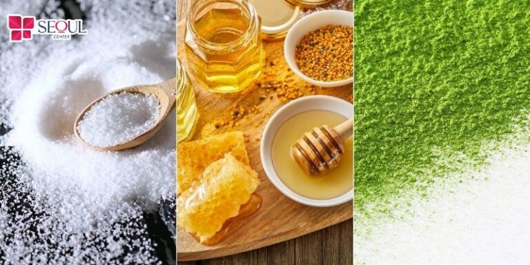 Tắm trắng bằng muối ăn kết hợp với mật ong và bột trà xanh sẽ giúp hỗ trợ điều trị mụn, giảm thâm sạm hiệu quả