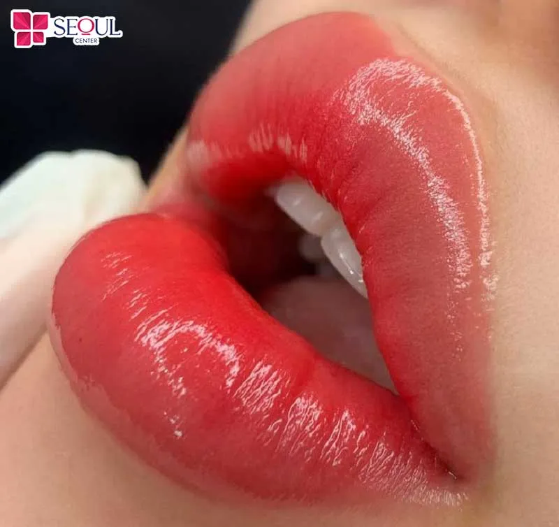 Màu đỏ cam cũng là màu môi giúp nàng thêm trẻ trung, rạng rỡ không kém màu đỏ tươi