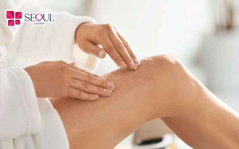 Tẩy da chết định kỳ sẽ gia tăng hiệu quả làm rụng lông khi tắm bằng lá tự nhiên