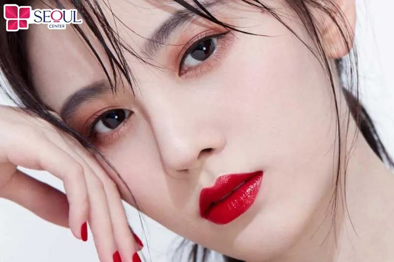 Lông mày bán nguyệt cong nhẹ, thanh mảnh, giúp khuôn mặt tròn nhỏ trông cân đối, mềm mại và thanh thoát hơn