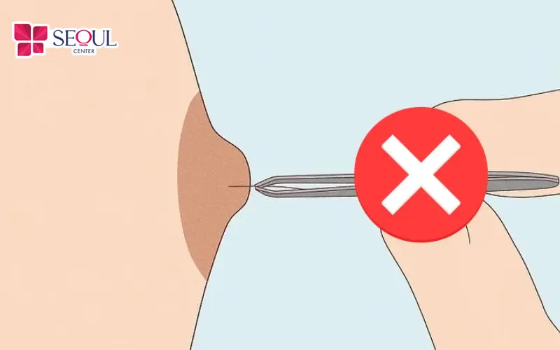 Không nên trực tiếp nhổ lông để tránh tổn thương da, gây đau rát hoặc nhiễm trùng