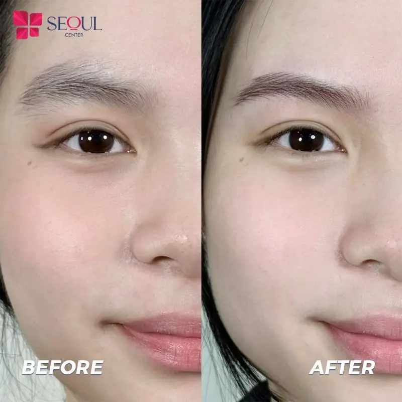 Kết quả thực tế chân mày mềm mại sắc nét ngay sau khi hoàn thiện kỹ thuật điêu khắc