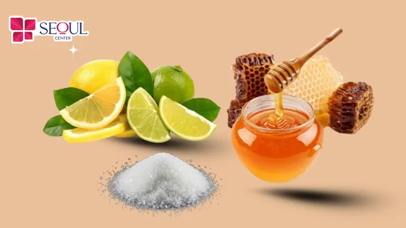 Hỗn hợp đường, mật ong và chanh giúp làm sạch, tẩy tế bào chết vùng nách, hỗ trợ làm yếu nang lông và dưỡng sáng da.