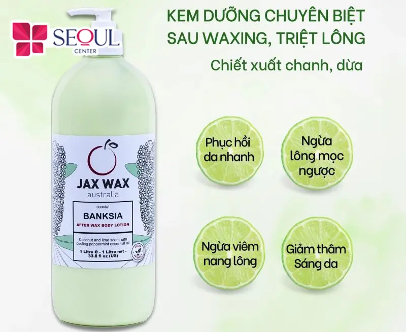 Tinh dầu trà, oải hương và các loại dầu thực vật tạo nên công thức chăm sóc đặc trưng của Jax Wax Bluebell dành cho làn da sau tẩy lông.