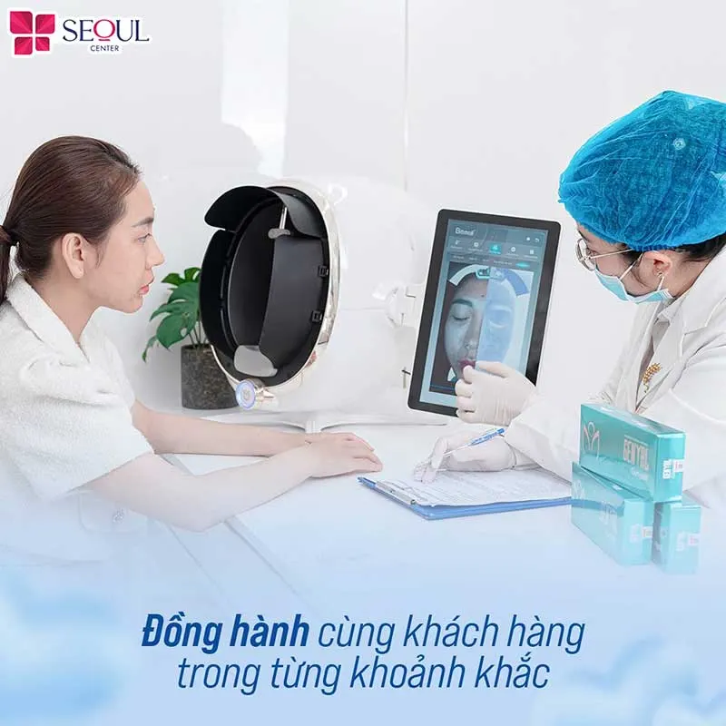 Bác sĩ da liễu sẽ soi da, thăm khám tình trạng da sau đó tư vấn phác đồ phù hợp với làn da khách hàng