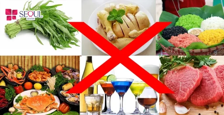 Sau căng da mặt, bạn cần kiêng những thực phẩm như rau muống, thịt bò, đồ nếp,...
