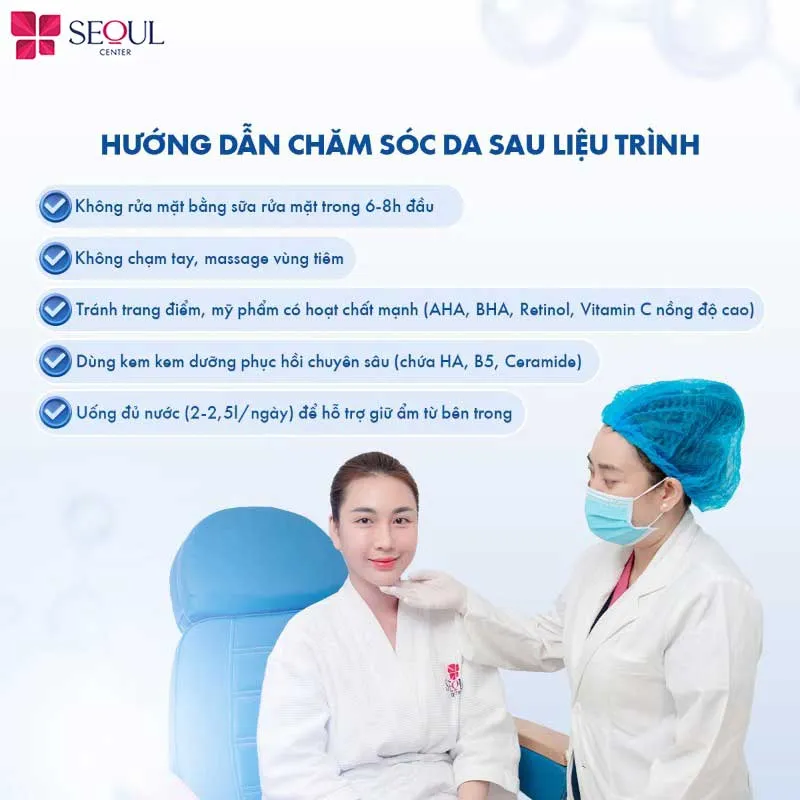 Thực hiện chăm sóc da đúng cách sau liệu trình HA Peptide giúp da nhanh chóng ổn định và duy trì hiệu quả lâu dài
