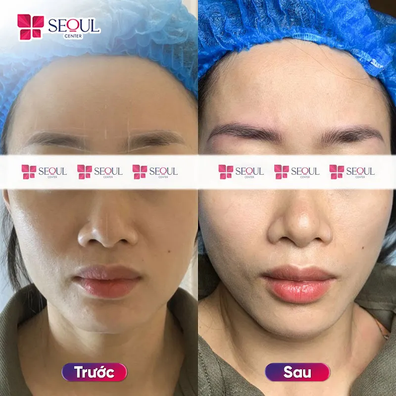 Dáng mày sống động, tự nhiên, hài hòa của khách hàng sau khi thực hiện điêu khắc chân này 9D