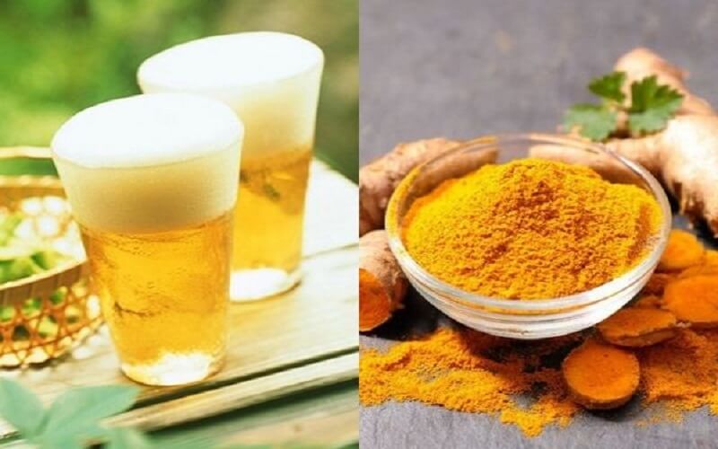 Tắm trắng bằng bia kết hợp bột nghệ