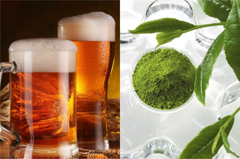 Tắm trắng bằng bia và bột trà xanh
