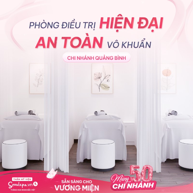 Phòng trị liệu, chăm sóc da tại chi nhánh SeoulSpa.Vn Quảng Bình hiện đại