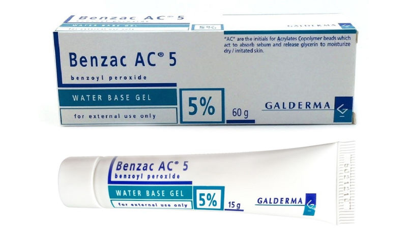 Kem trị mụn Benzac AC 5 có thành phần chính là Benzoyl Peroxide 5%
