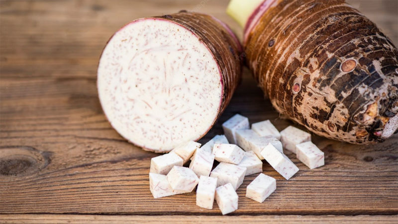 100g khoai môn sẽ chứa tới 25.5g đường bột