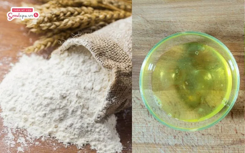 Trộn đều bột mì và lòng trắng trứng sẽ giúp tăng cường khả năng kết dính và loại bỏ lông chân hiệu quả