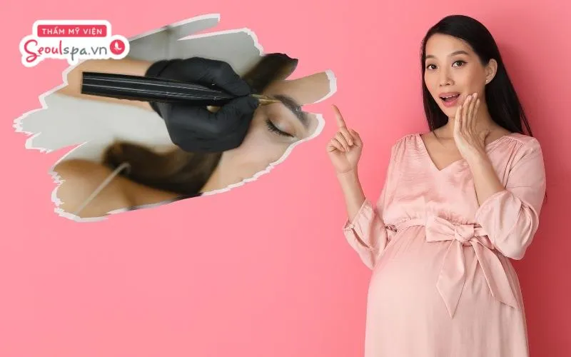Chuyên gia khuyên rằng mẹ bầu không nên thực hiện phun xăm chân mày vì dễ chịu nhiều rủi ro ngoài ý muốn gây ảnh hưởng sức khỏe