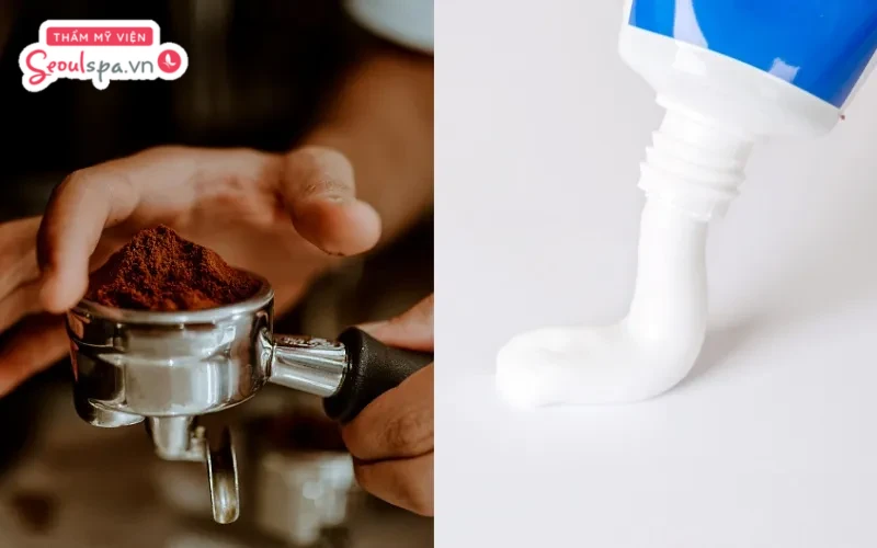 Thực hiện tẩy lông chân với bã cà phê và kem đánh răng giúp đạt hiệu quả làm sạch lỗ chân lông và làm mềm lông hiệu quả