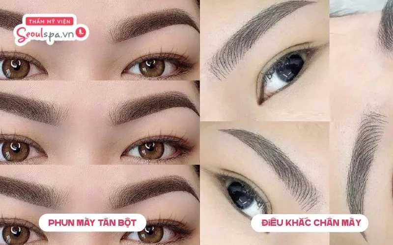 Phun mày tán bột và điêu khắc chân mày đem đến hiệu quả thẩm mỹ khác nhau tùy theo sở thích của từng người