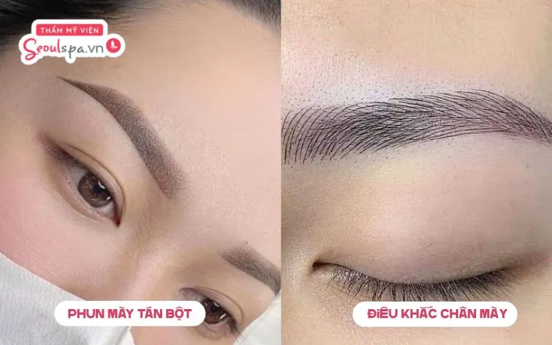 Phun mày tán bột được đánh giá cao về hiệu quả giữ màu lông mày lâu dài hơn so với điêu khắc chân mày