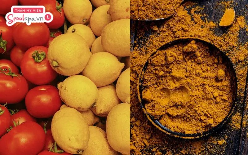 Tẩy ria mép bằng cà chua, chanh và bột nghệ là công thức làm suy yếu nang lông và giúp lông nhanh rụng dần