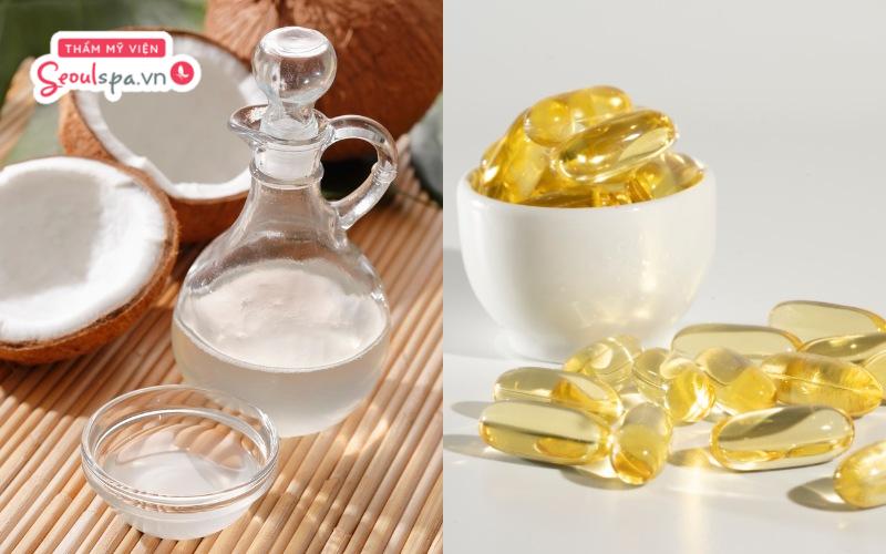 Kết hợp dầu dừa và vitamin E đúng cách có thể đem lại hiệu quả dưỡng ẩm và kích thích lông mày nhanh mọc