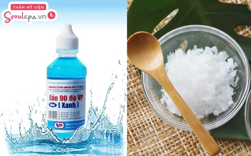 Kết hợp muối tinh và cồn là cách xóa xăm chân mày tại nhà có khả năng kháng khuẩn và làm mờ sắc tố mực xăm