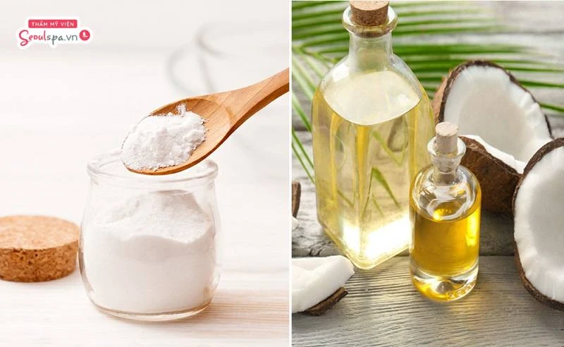 Bột baking soda và dầu dừa làm mềm da, giảm mọc lông