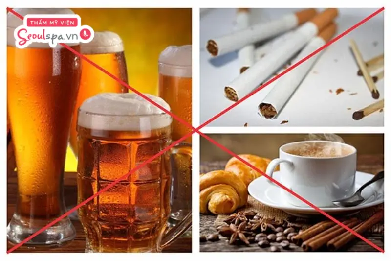 Hãy loại bỏ rượu, bia, thuốc lá, cafe ra khỏi thực đơn ăn uống hàng ngày trong khoảng vài ngày để chân mày phục hồi hoàn toàn