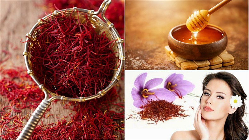 Kết hợp mật ong giúp trị mụn và sạch da với nhụy hoa nghệ tây