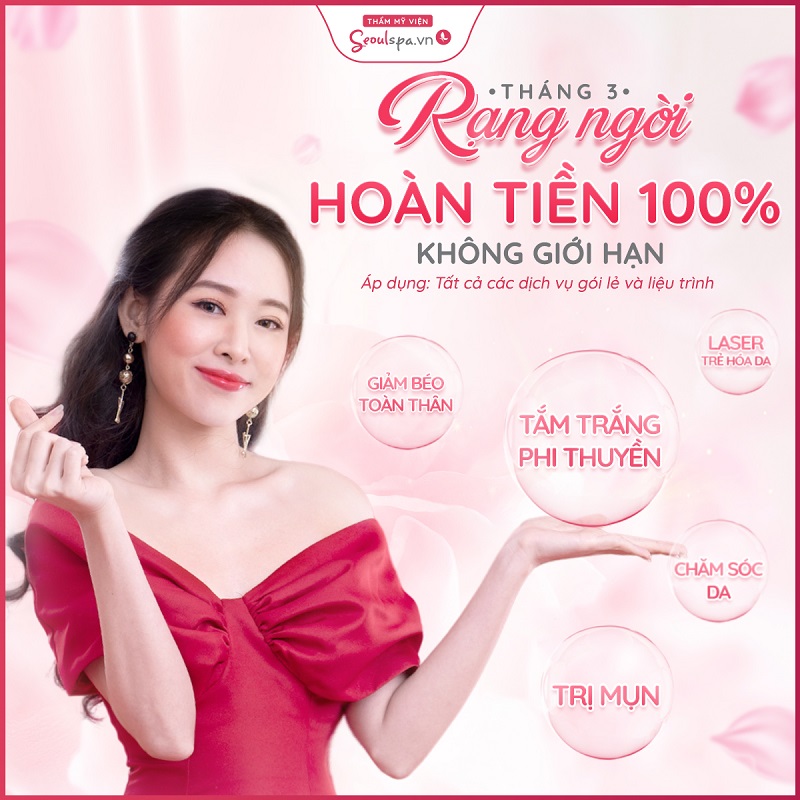 Hoàn tiền 1000% không giới hạn dành cho tất cả khách hàng làm đẹp tại các chi nhánh khu vực Thành phố Hồ Chí Minh