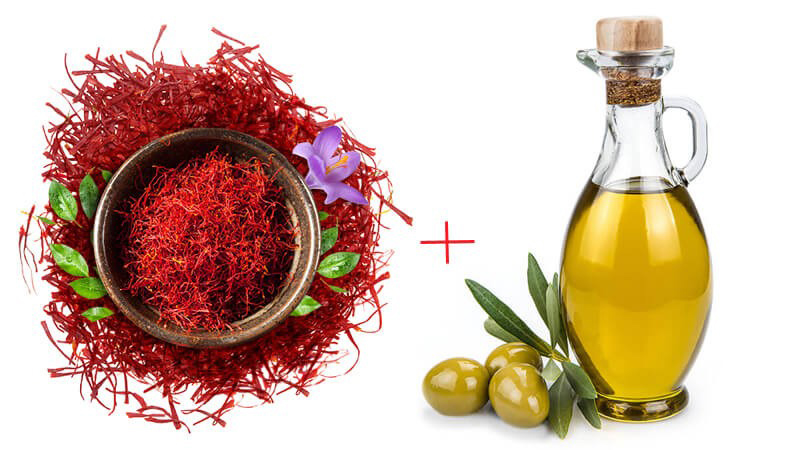Tinh dầu oliu kết hợp cùng với nhụy hoa nghệ tây