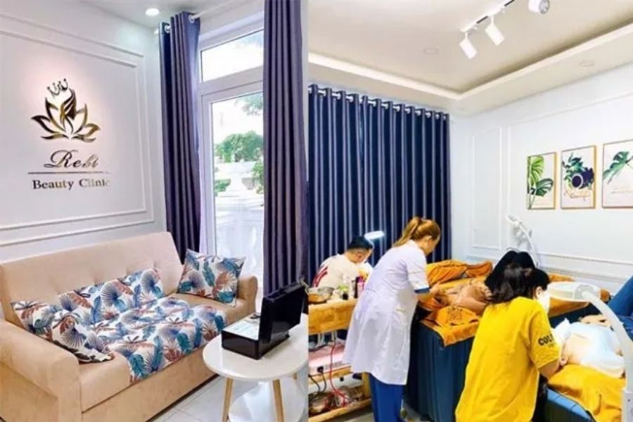 Không gian bên ngoài và trong phòng điều trị của Rebi Beauty Spa
