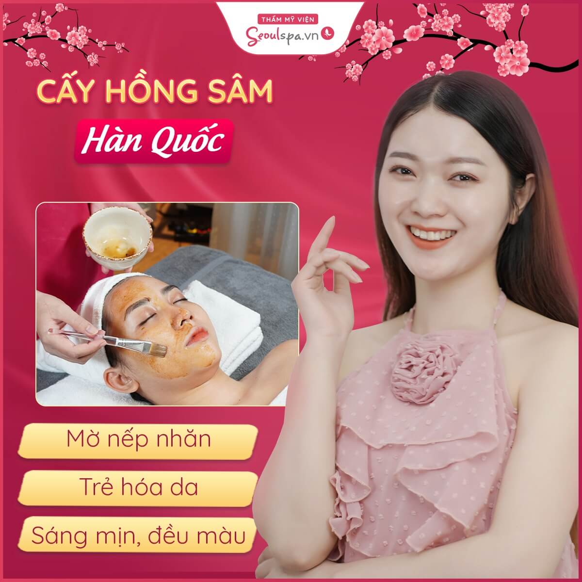 Dịch vụ cấy hồng sâm Hàn Quốc giúp làn da phái đẹp trẻ hóa, mịn màng và đều màu hơn