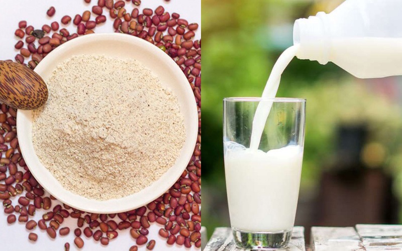 Bột đậu đỏ và sữa tươi không đường tắm trắng an toàn