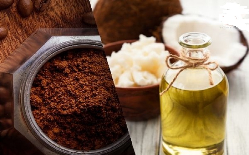 Tẩy da chết bằng b&atilde; c&agrave; ph&ecirc; c&ugrave;ng dầu dừa