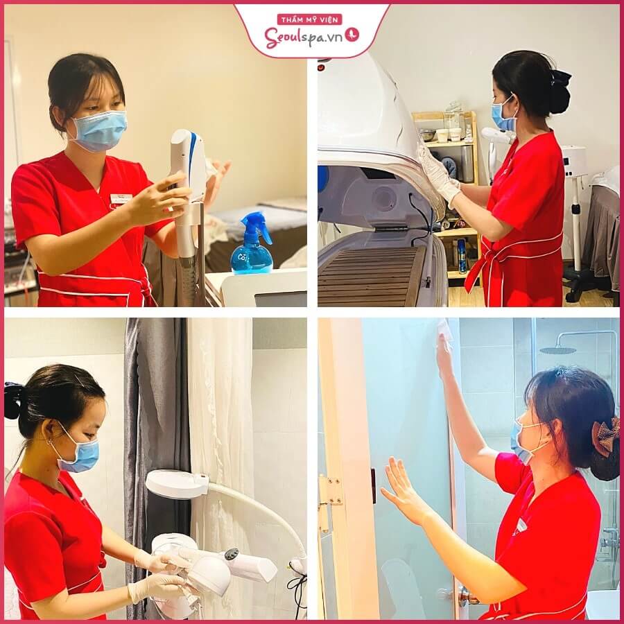 Các dụng cụ hỗ trợ dịch vụ luôn được sát khuẩn, làm sạch mỗi ngày