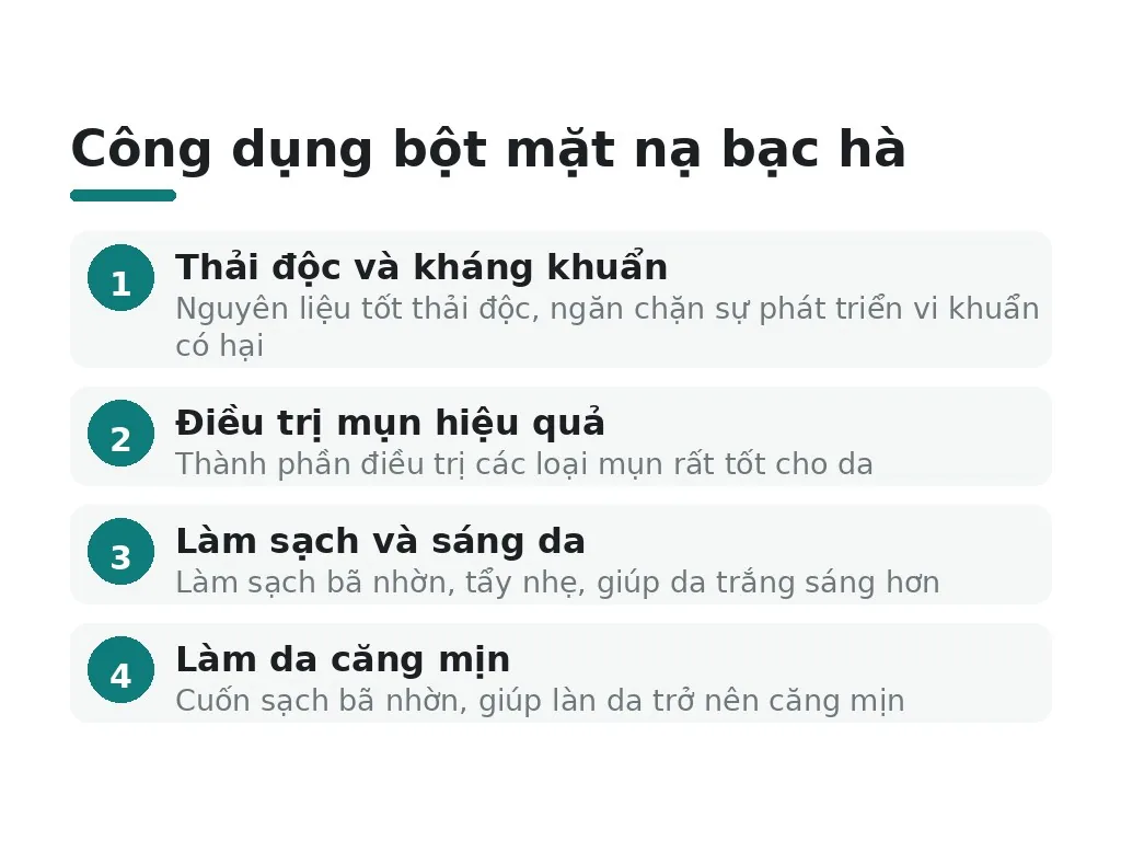 Công dụng của bột mặt nạ dẻo bạc hà