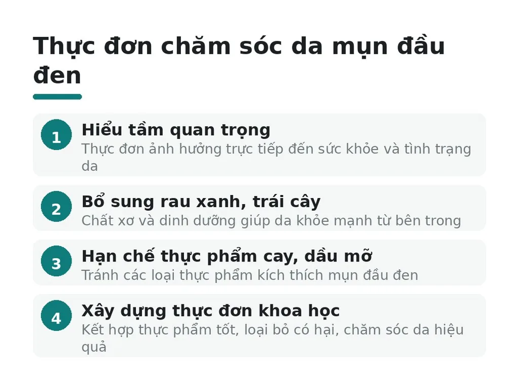 Thực đơn ăn uống có quan trọng đối với da mụn đầu đen không?