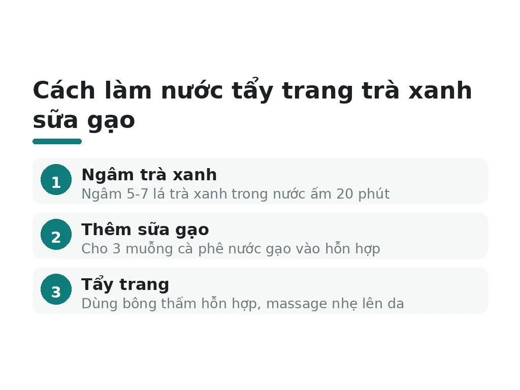 Làm nước tẩy trang từ trà xanh và sữa gạo như thế nào?
