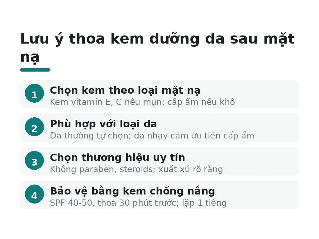 Một số lưu ý thoa kem dưỡng da sau khi đắp mặt nạ