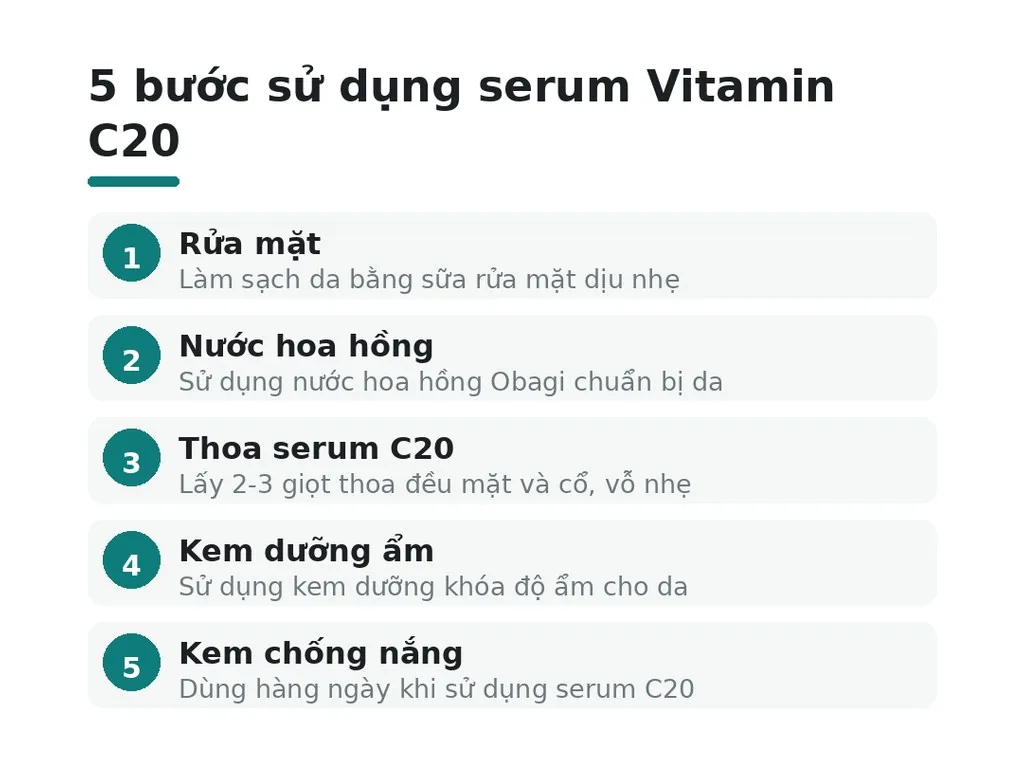 Cách sử dụng serum Obagi Vitamin C20 đúng cách?