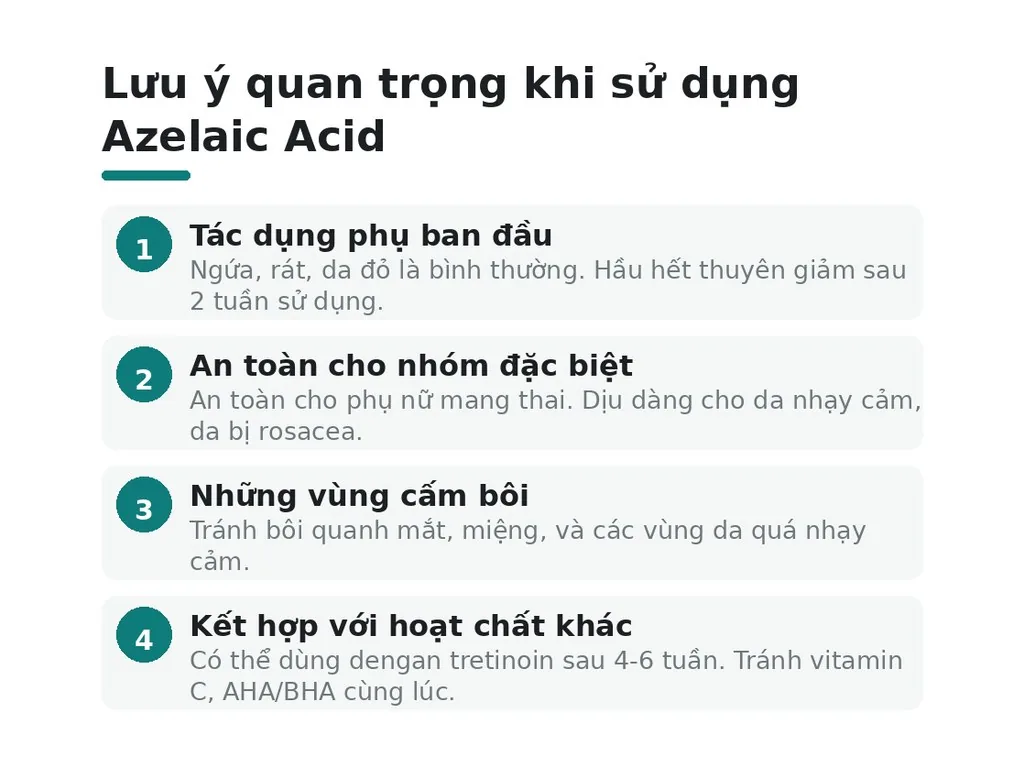 Những lưu ý quan trọng khi sử dụng Azelaic Acid là gì?