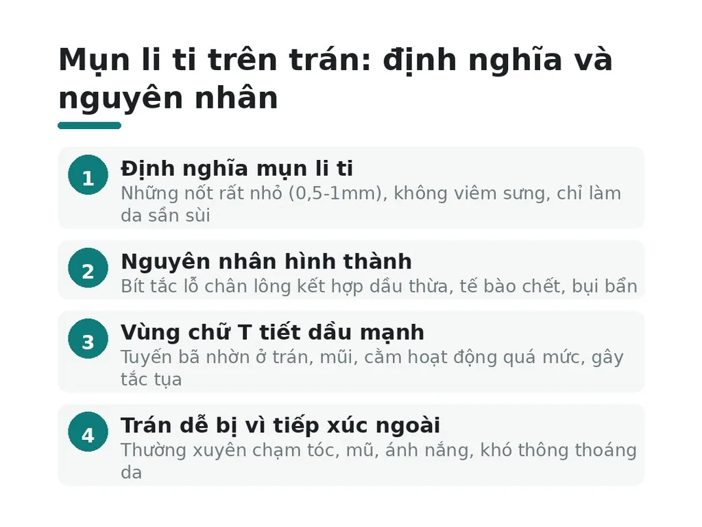Mụn li ti là gì và tại sao xuất hiện trên trán?