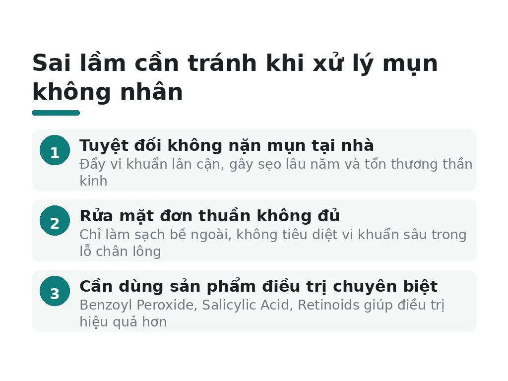 Sai lầm nào cần tránh khi xử lý mụn không nhân?