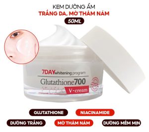 Sản phẩm có thành phần chính là Glutathione, Niacinamide, chiết xuất từ thực vật,...