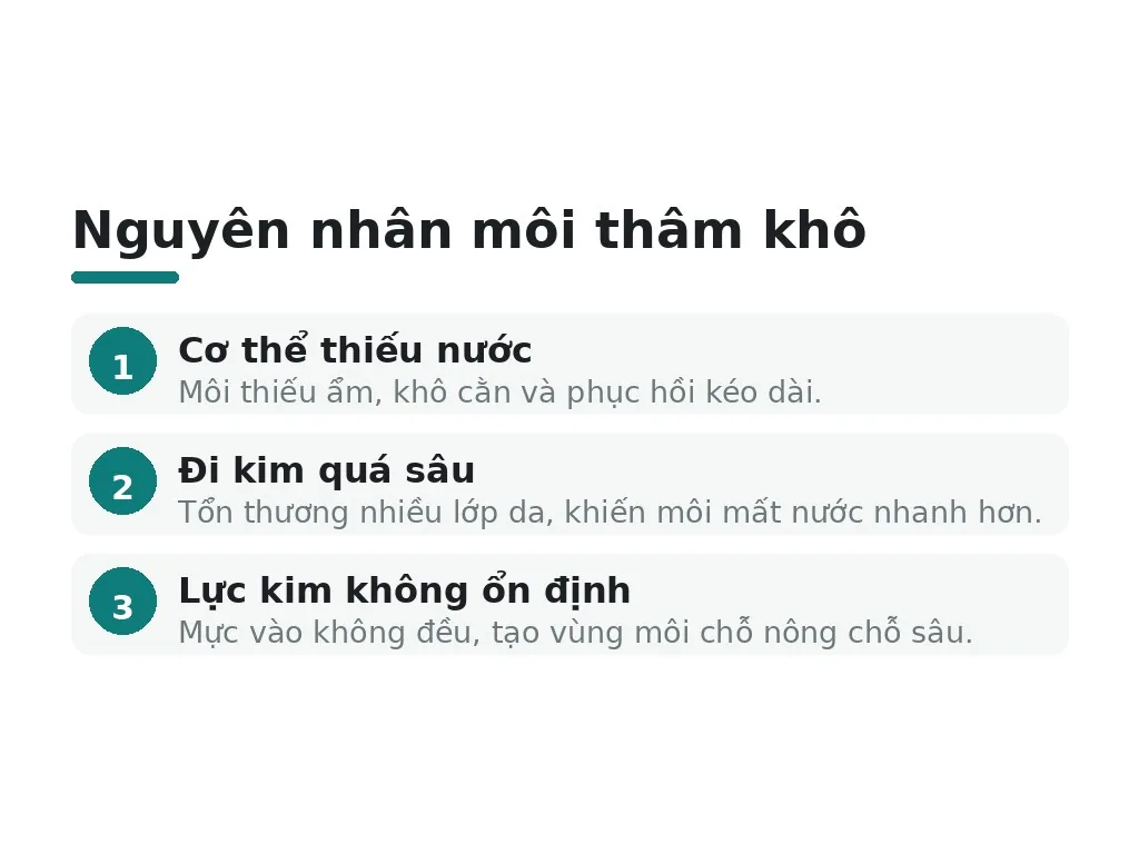 Tại sao phun môi bị thâm và khô sau khi phun?